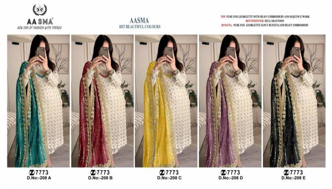Aasma 208 A To E Hit Design Embroidery Georgette Pakistani Suits Wholesale Market In Surat
